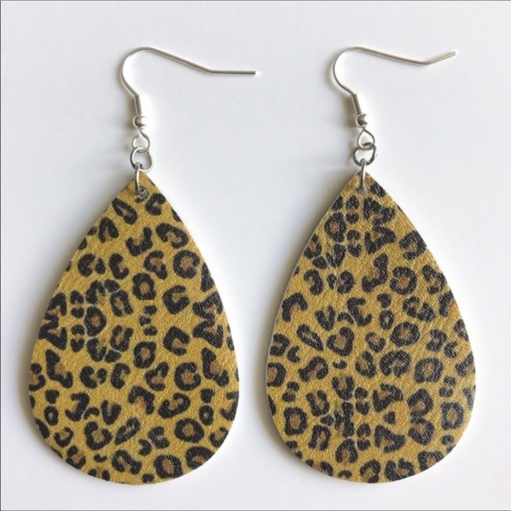 Leopard Print Tear Drop Earrings